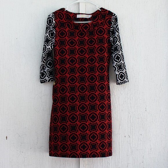 Tracy Negoshian Geometric Dress Zip Pocket XS Red‎ - Picture 1 of 5